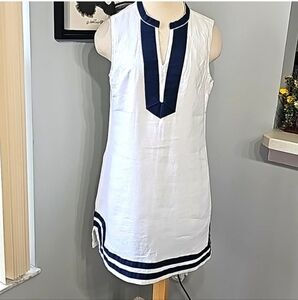 French Curve | 100% Linen Shift Summer Lined Dress Mini Medium